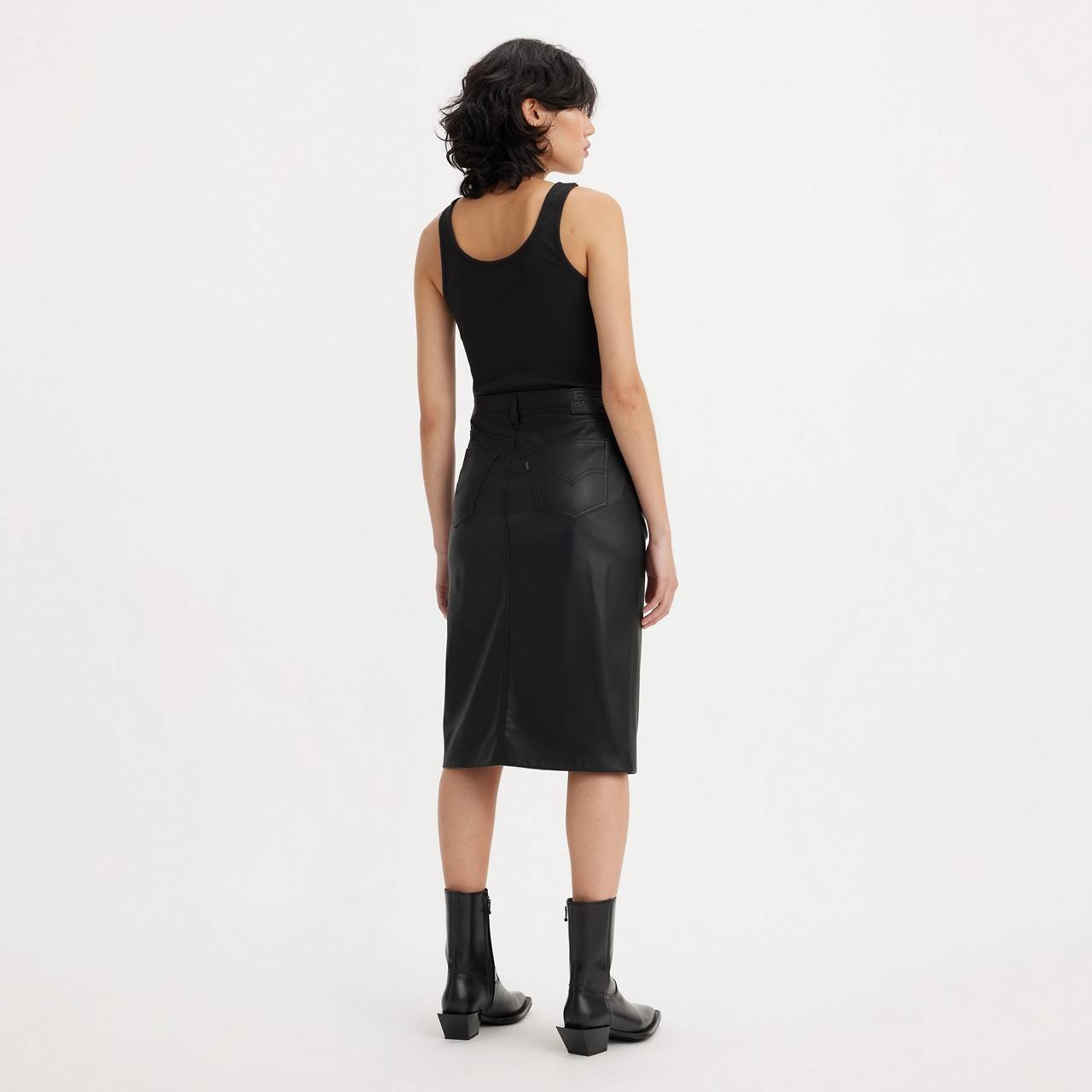 FAUX LEATHER ICON PENCIL SKIRT - 5