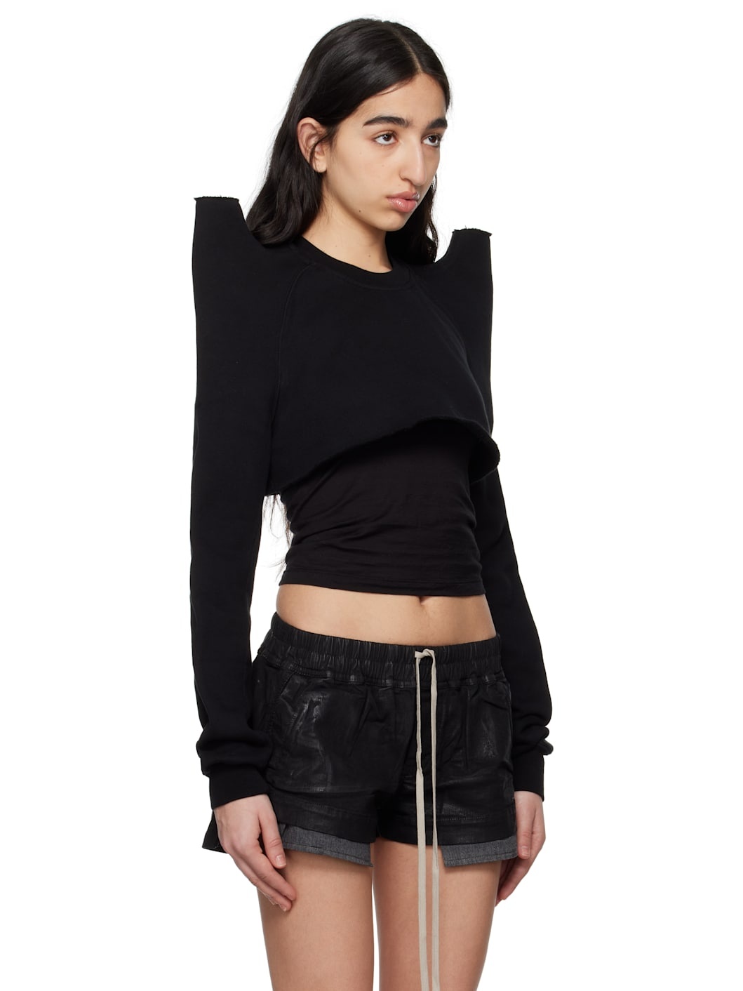 Black Hollywood Cropped Tecsweat Sweatshirt - 2