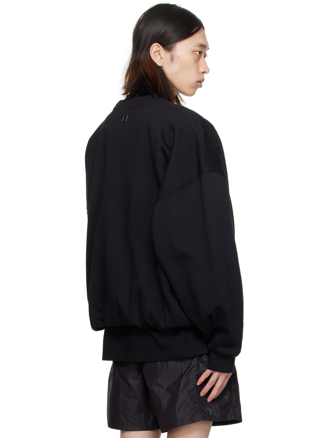 Black Bungee-Style Drawstring Sweatshirt - 3