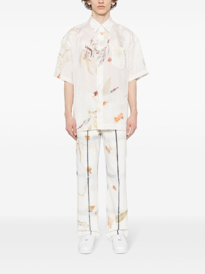 FENG CHEN WANG leaf-print silk shirt outlook
