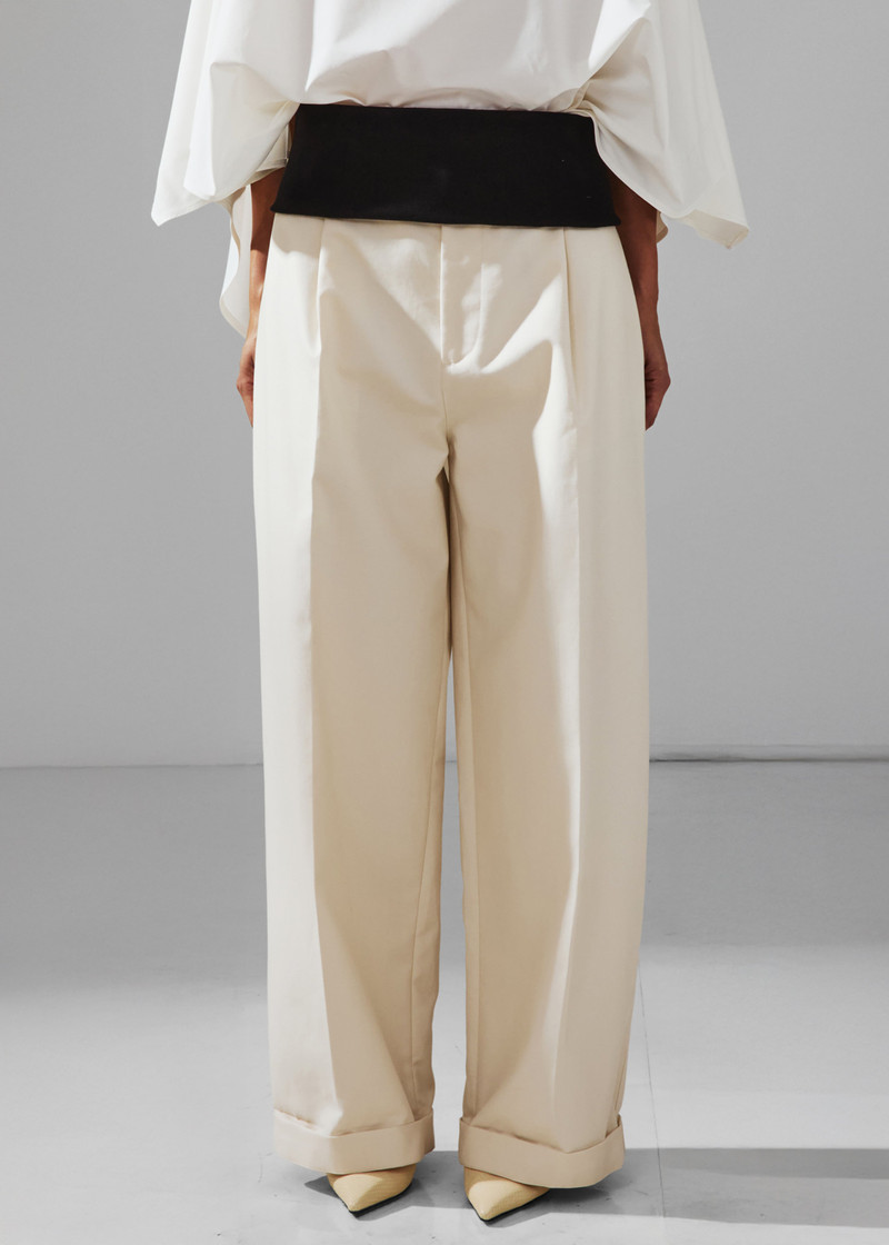 DARKPARK Darkpark Wendy Elastic Waist Wide-Leg Trousers - White outlook