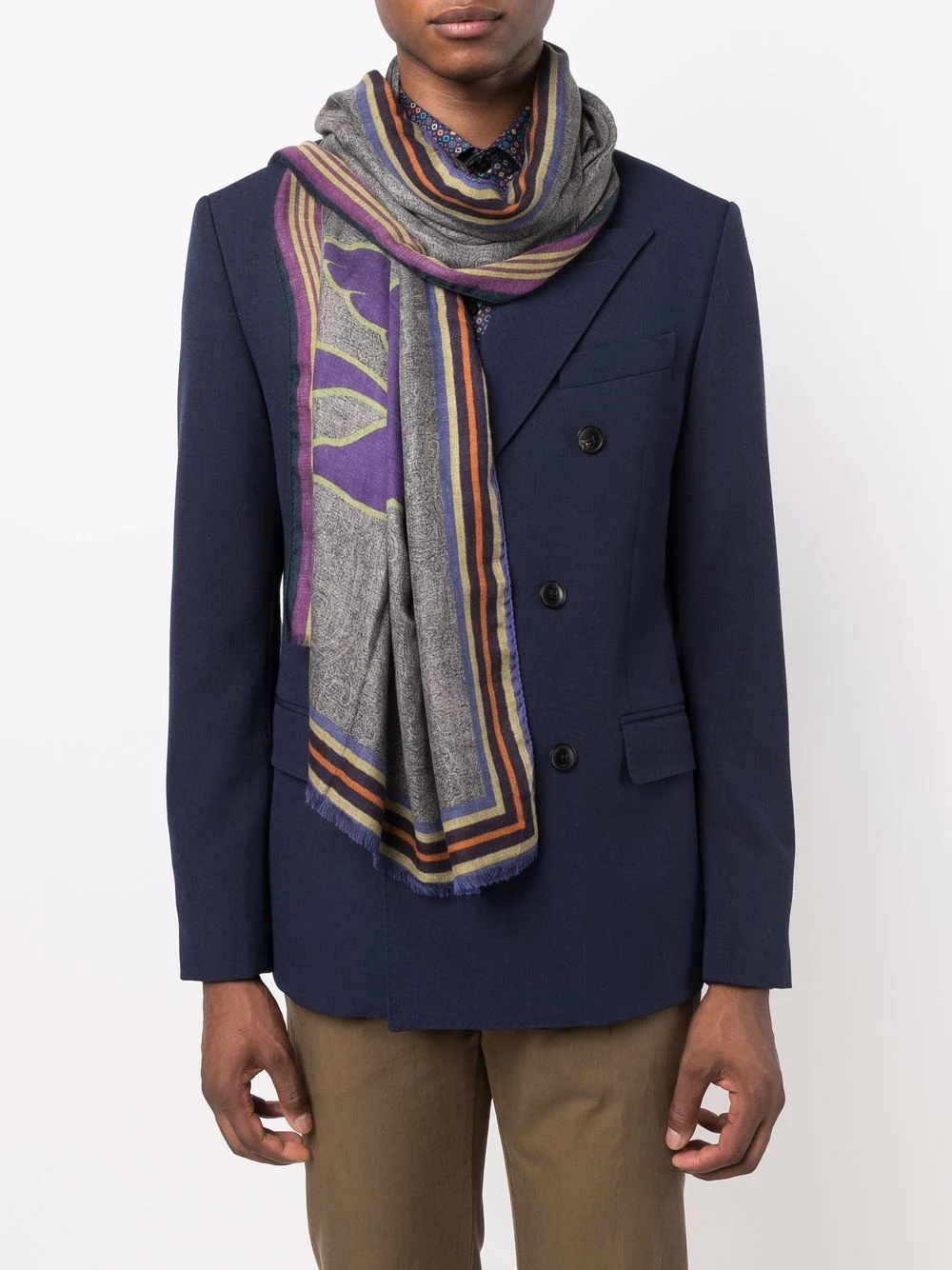 paisley-print fine-knit scarf - 2