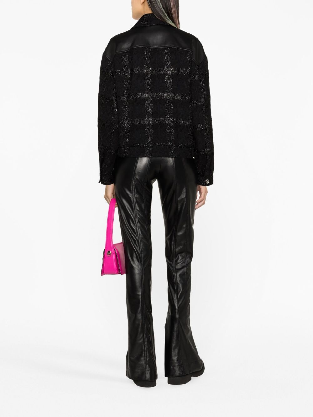 glittered leather bomber jacket - 4