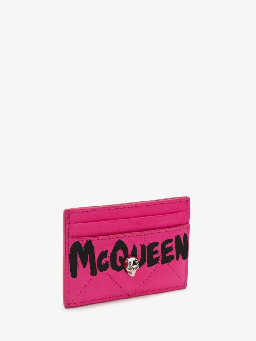 Mcqueen Graffiti Card Holder in Bobby Pink - 2