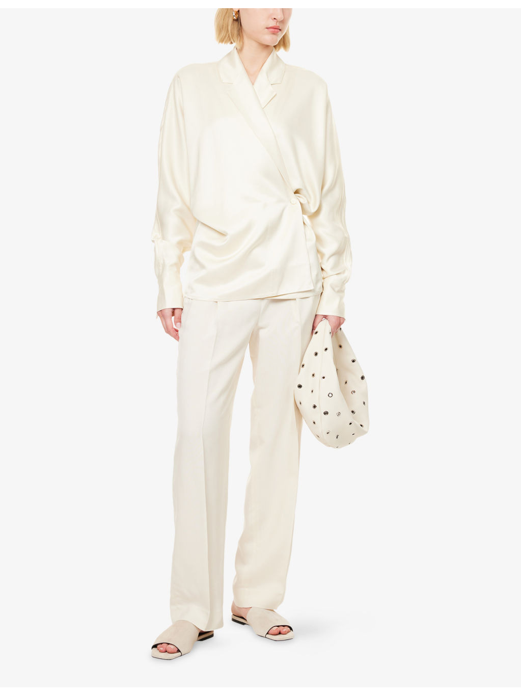 Wrap Notch-Lapels Woven Blouse - 2