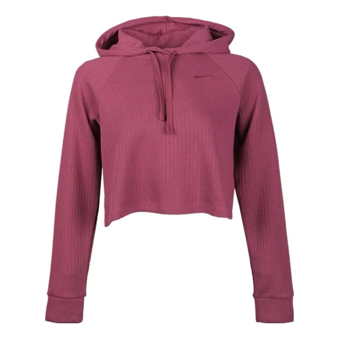 (WMNS) Nike Sportswear Ribbed Hoodie 'Purple Red' CJ2664-528 - 1