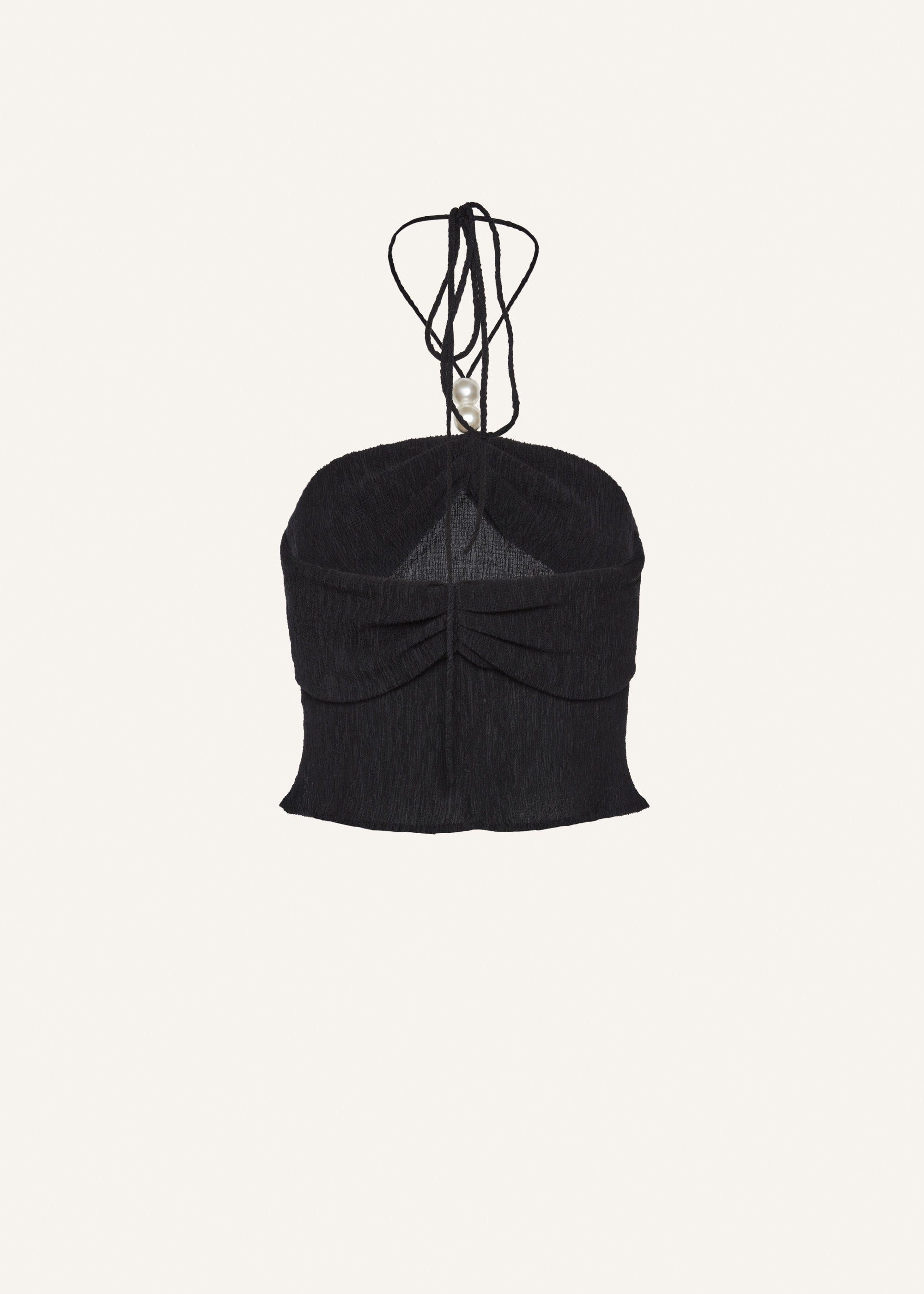 Pearl halterneck tube top in black - 2