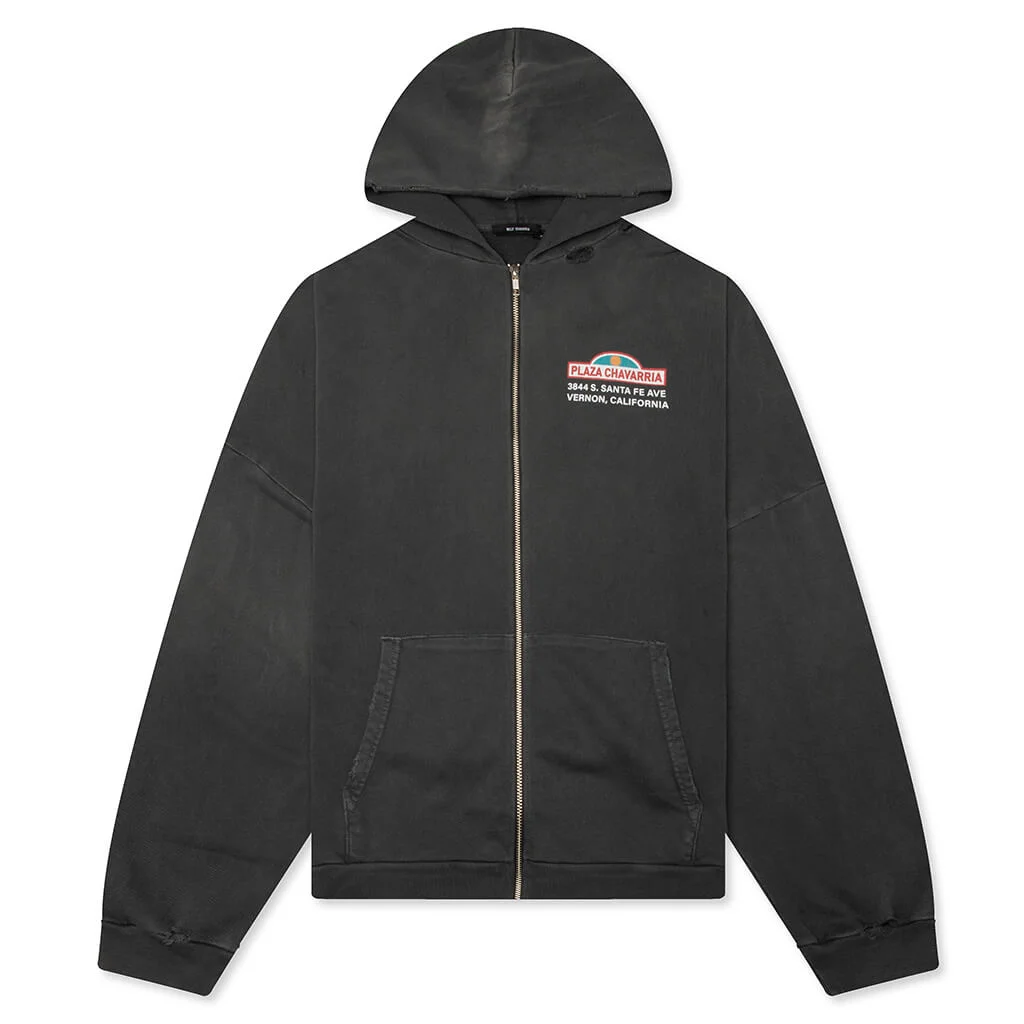 PLAZA CHAVARRIA ZIP HOOLIGAN HOODIE - PIRATE BLACK - 1