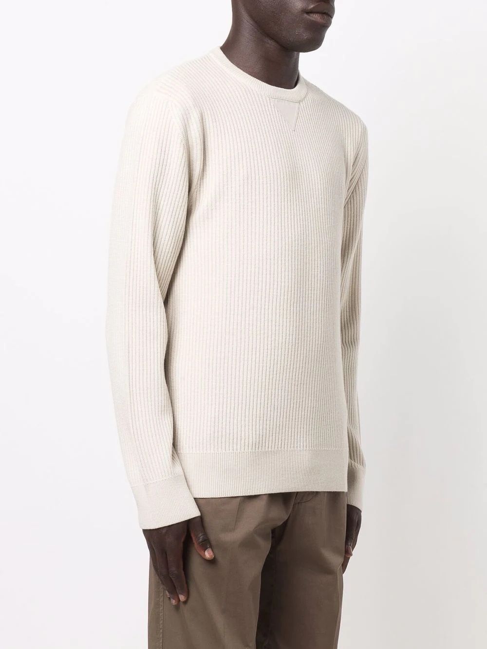 rib-knit crew neck jumper - 3