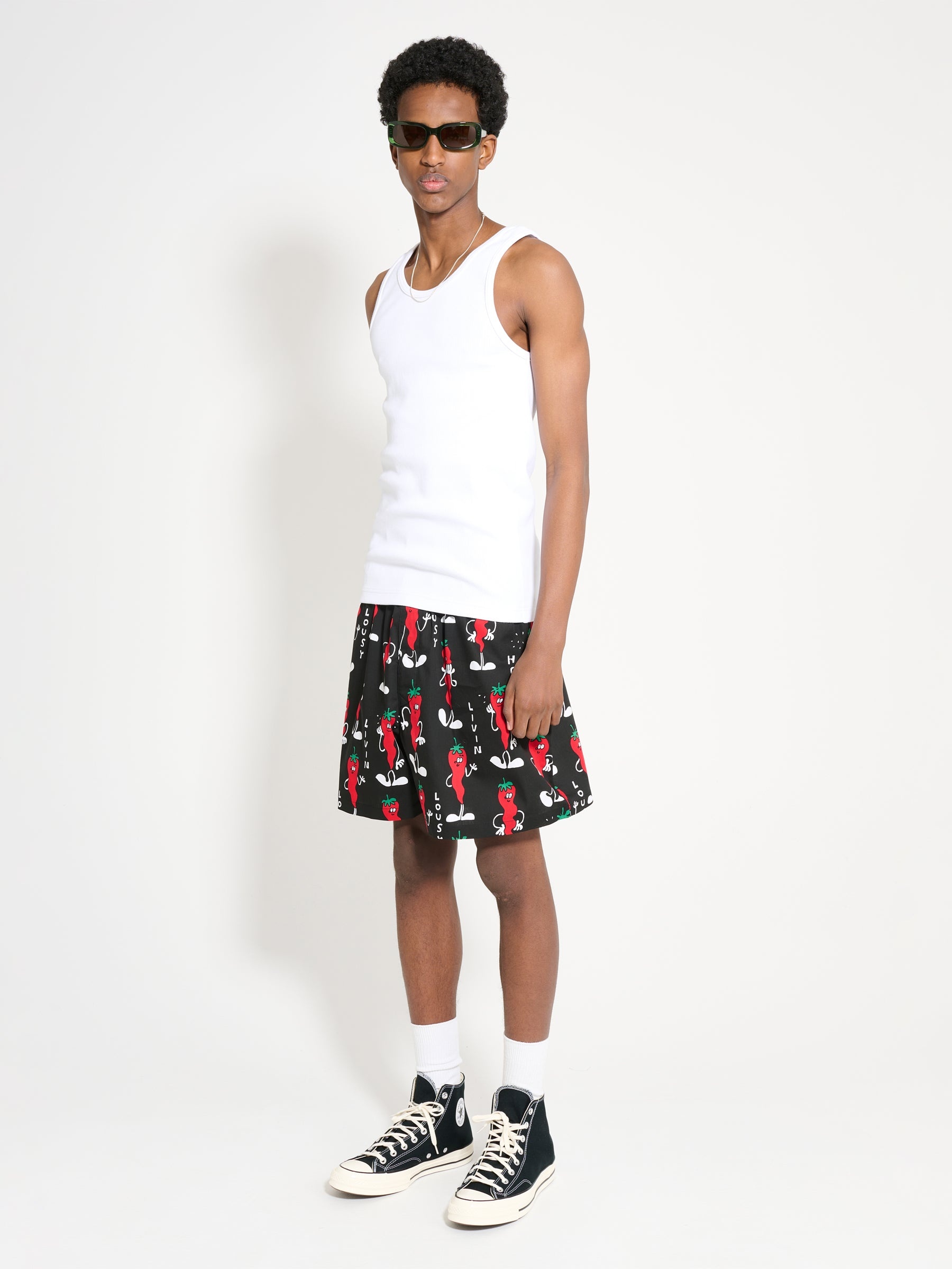 JUNYA WATANABE MAN X LOUSY LIVIN PRINTED BOXER SHORTS BLACK / YELLOW - 4