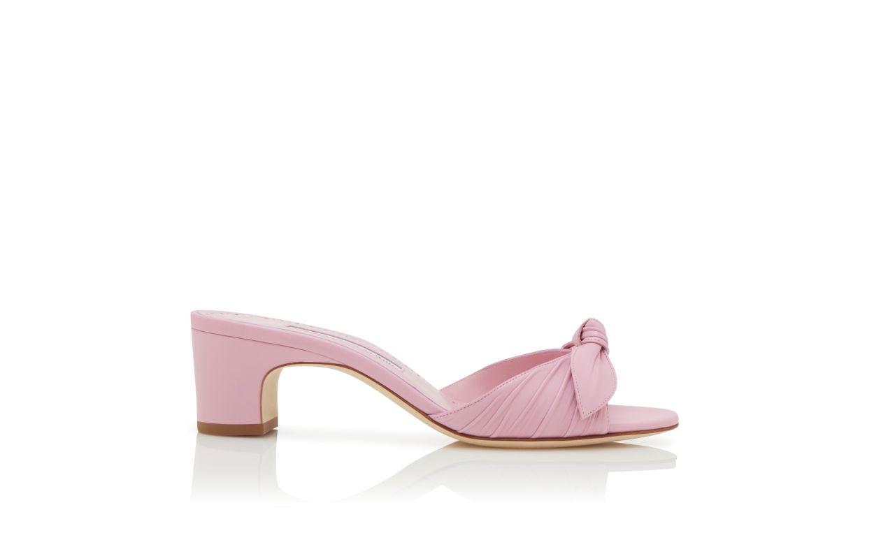 Light Purple Nappa Leather Bow Detail Mules - 1