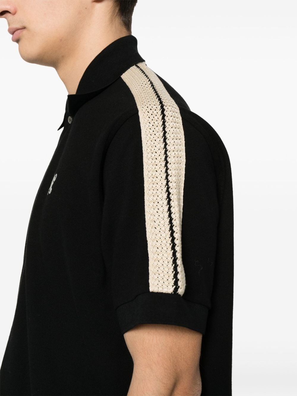 crochet-detail cotton shirt - 5
