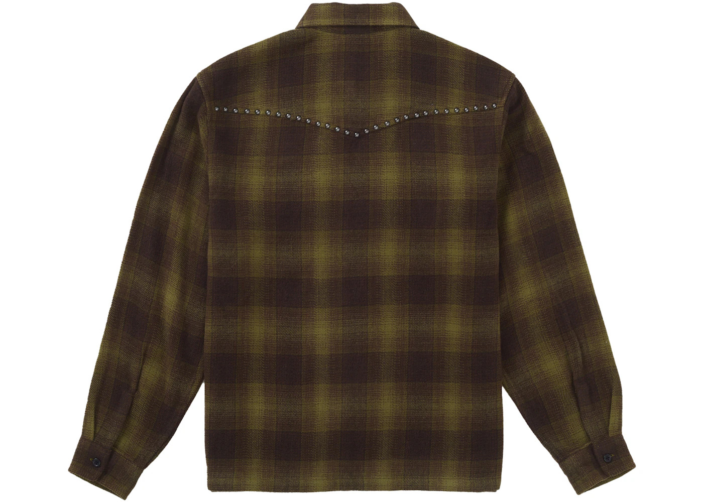 Supreme Studded Shadow Plaid Zip Up Shirt Green - 2