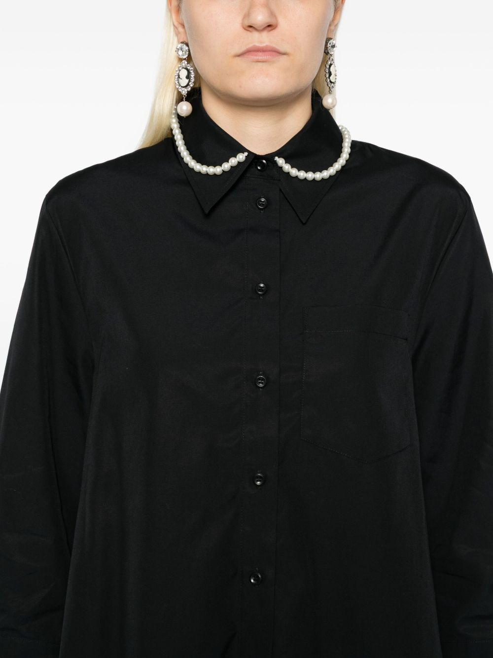 pearl-chain cotton shirt - 5