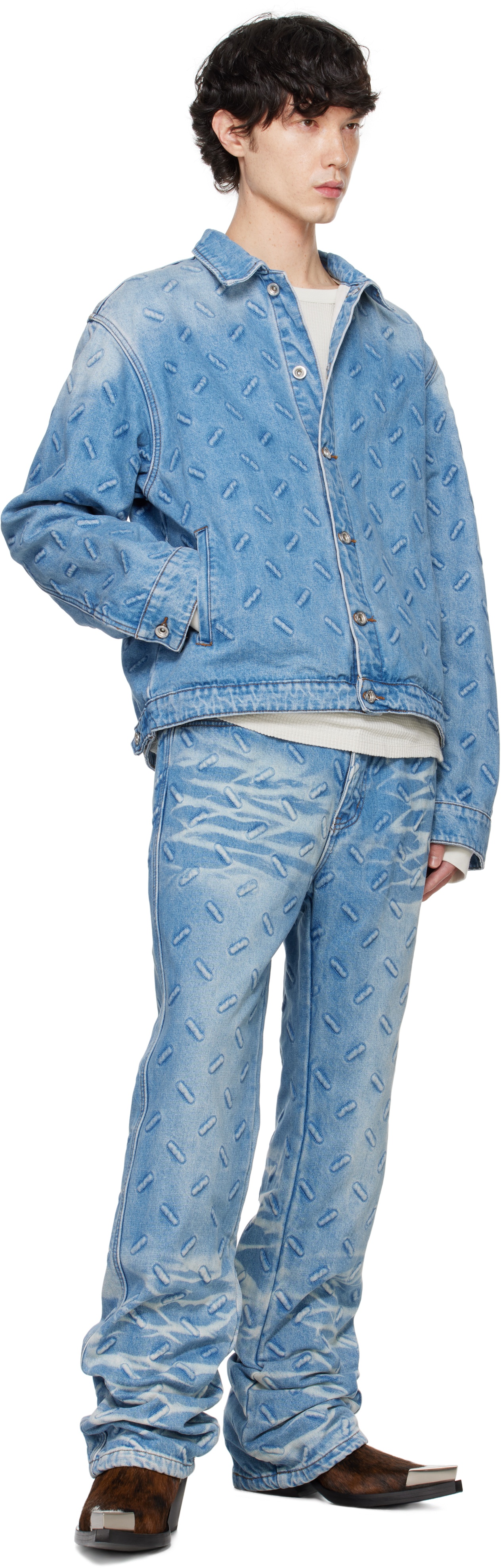 Blue Thread Plate Jeans - 4