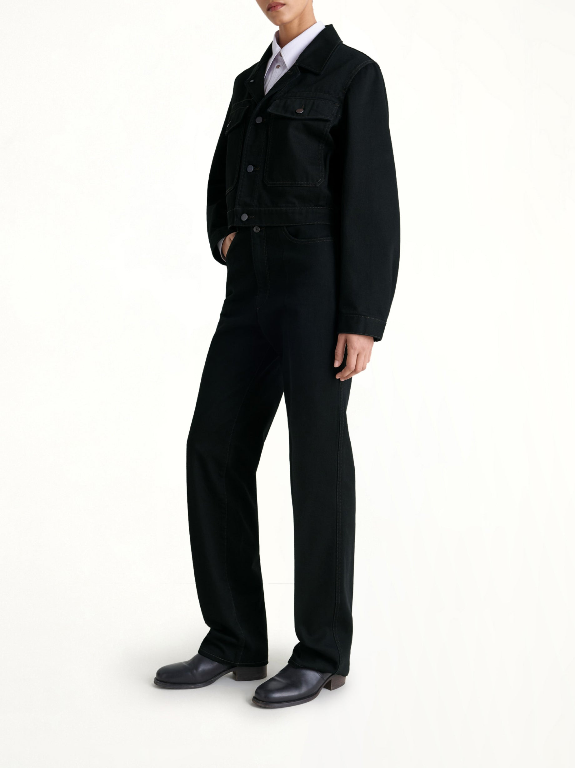 Cropped Blouson in Black - 4