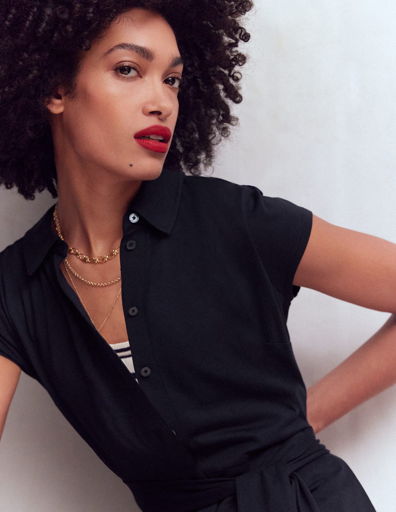 Marcia Jersey Shirt Dress-Navy 3