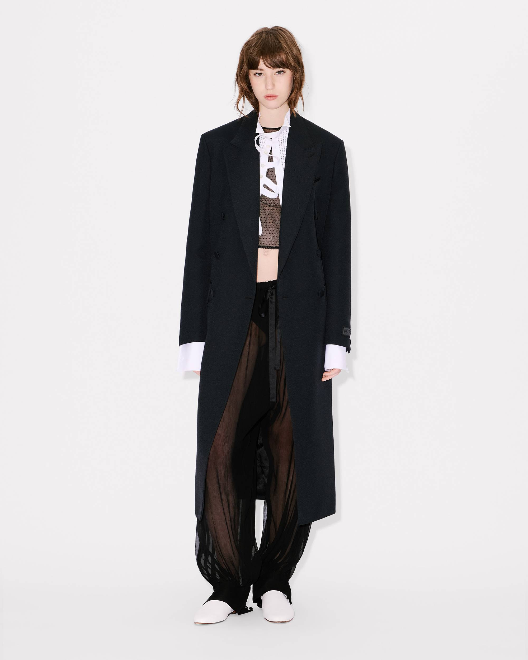 Long tailoring coat in virgin wool - 3