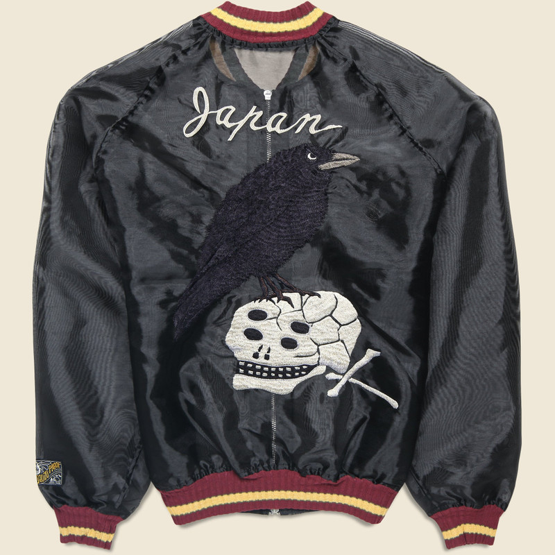 Sheer Pearl Raven & Skull Souvenir Jacket - Black 1