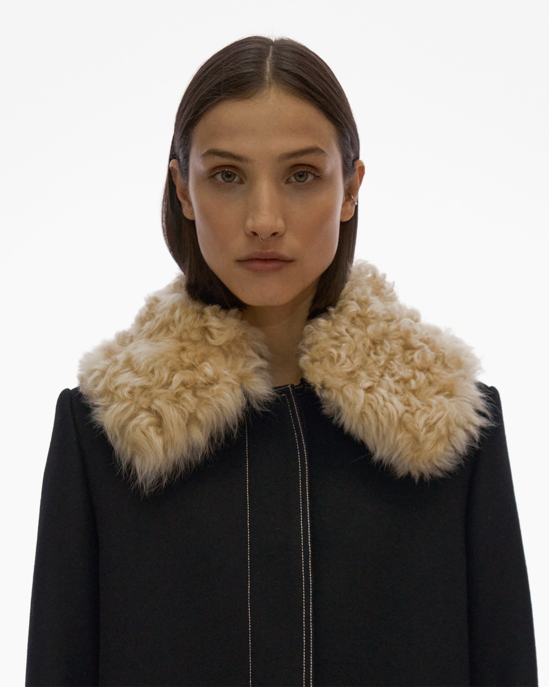 SHEARLING COLLAR COAT - 7
