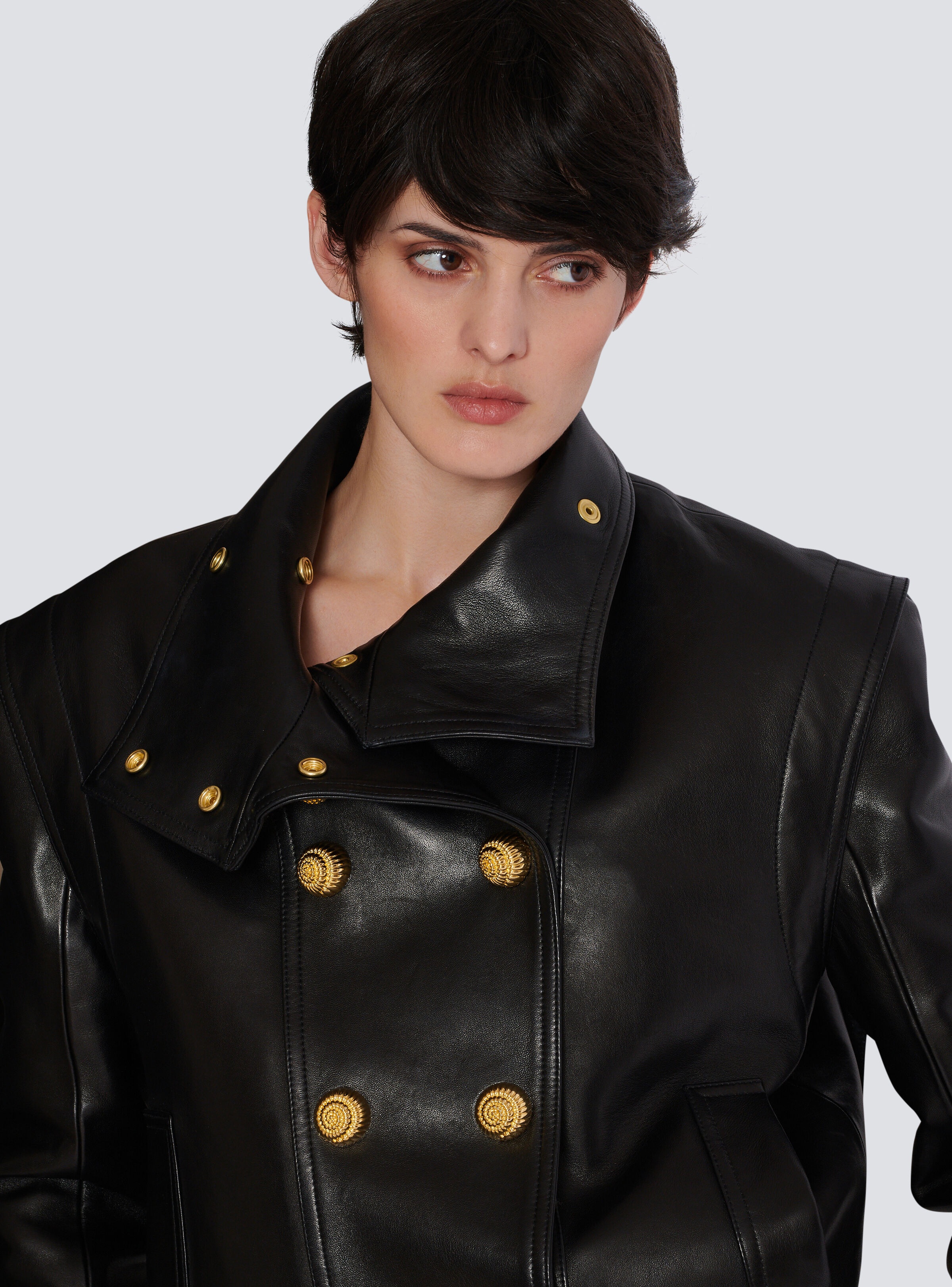 Lambskin leather aviator jacket with stand-up collar - 7