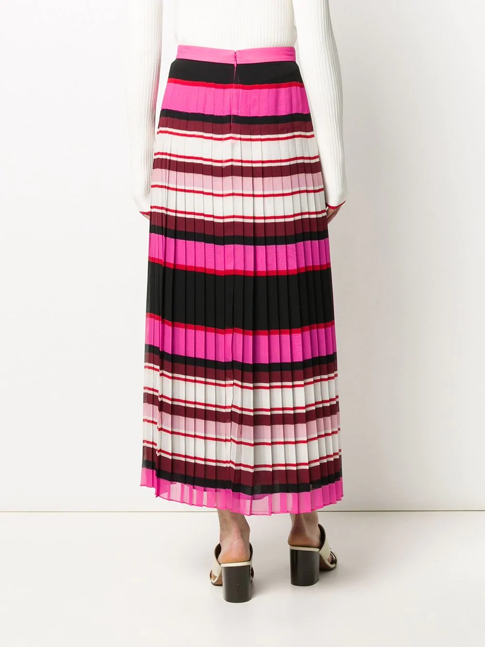 striped pleated silk skirt - 4