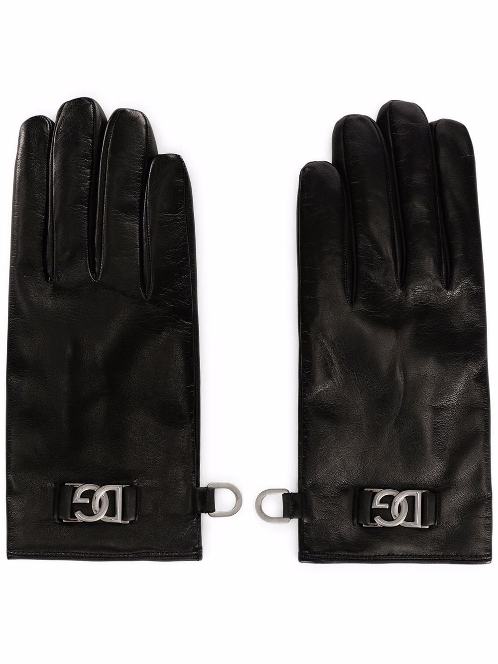 leather DG logo-plaque gloves - 1