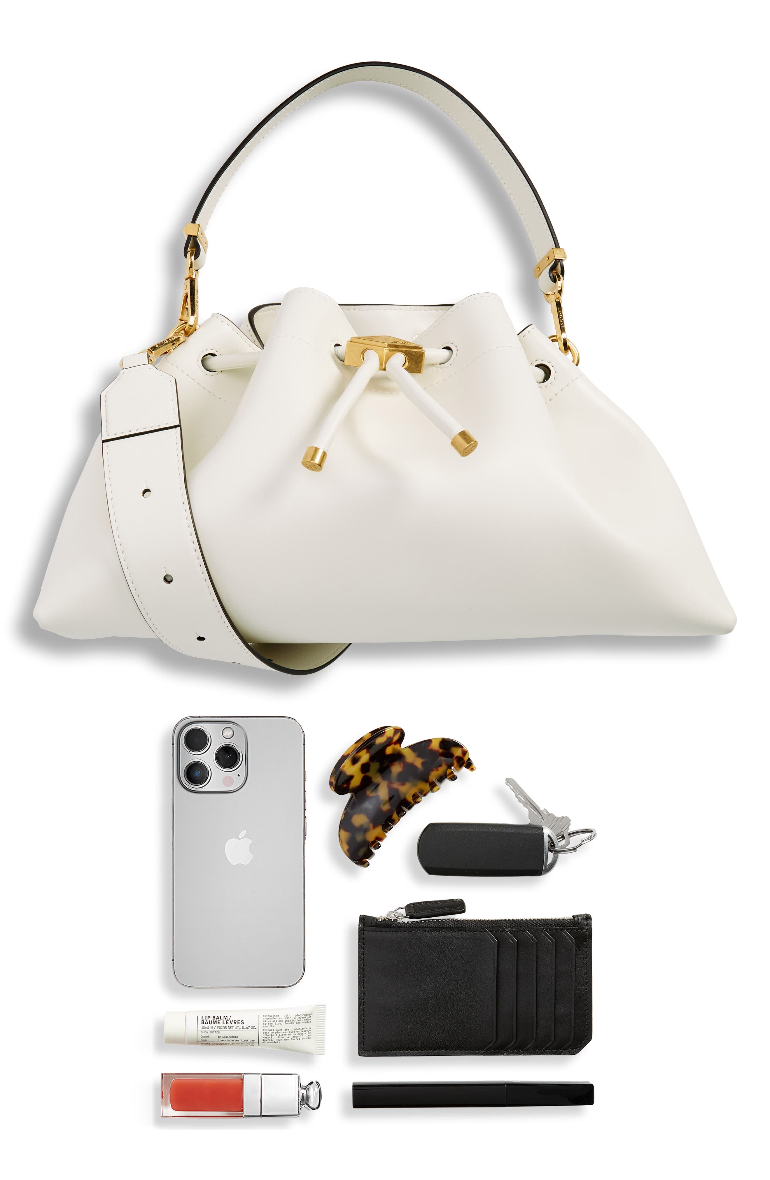 Jimmy Choo Cinch M Leather Bucket Bag in Latte/Gold at Nordstrom - 9