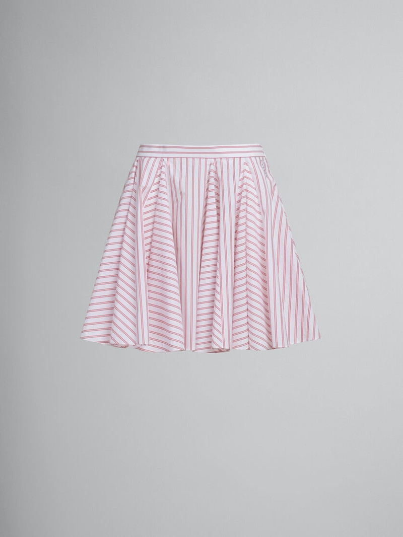 RED STRIPED POPLIN MINISKIRT 1