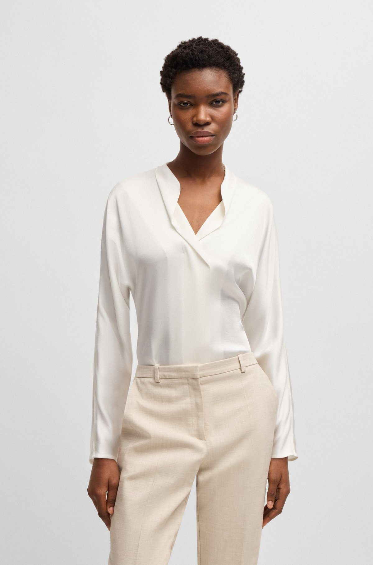 REGULAR-FIT BLOUSE WITH DRAPED NECKLINE - 2