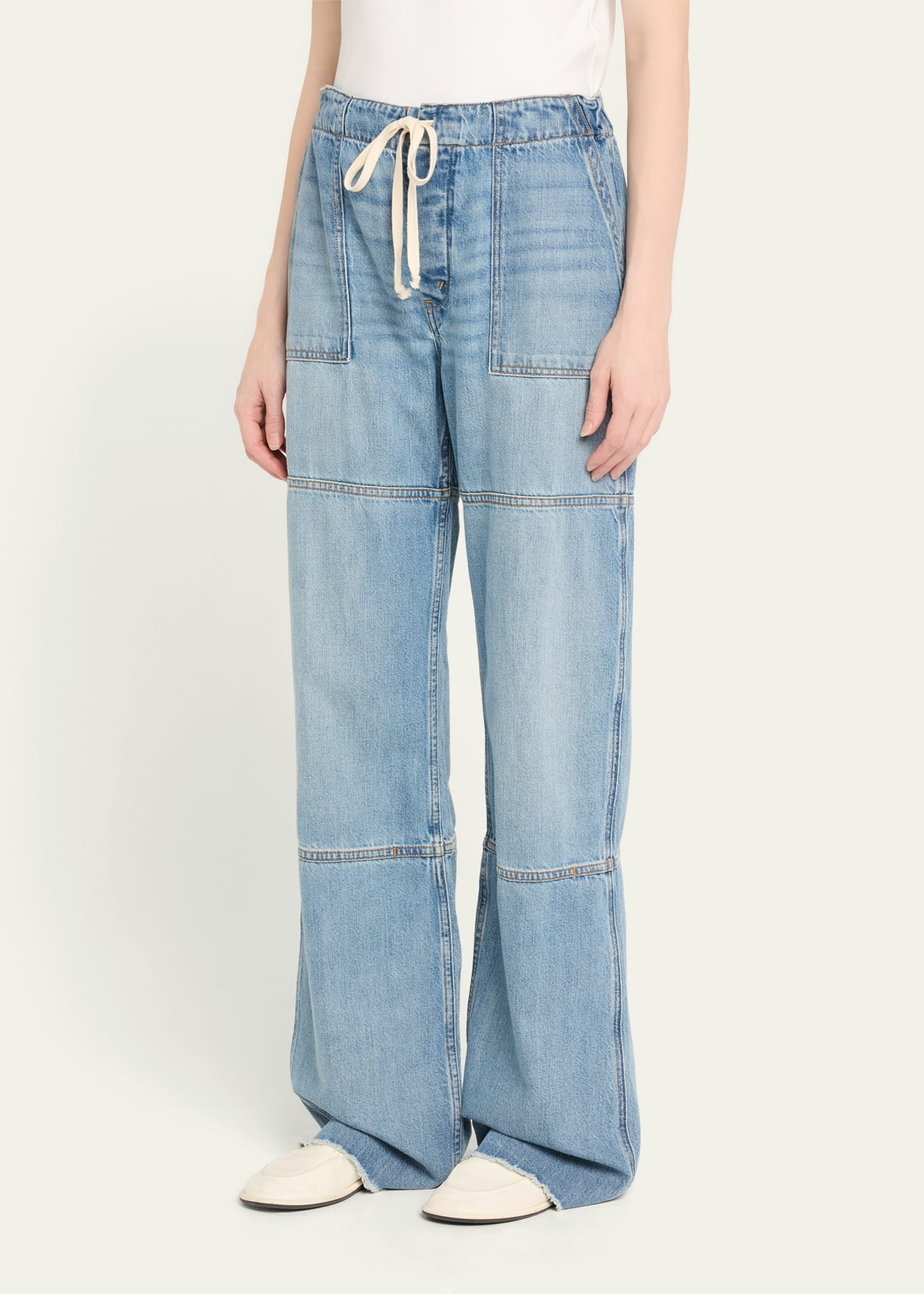 Denim Drawstring Beach Pants - 4