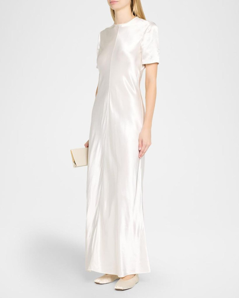 Akriti Hammered Satin Short-Sleeve Maxi Dress 4