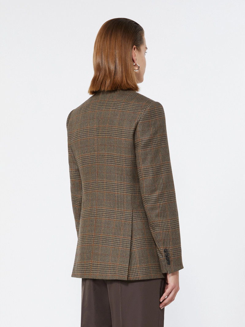 DESERTO Double-breasted mouliné wool twill blazer - BLACK 4