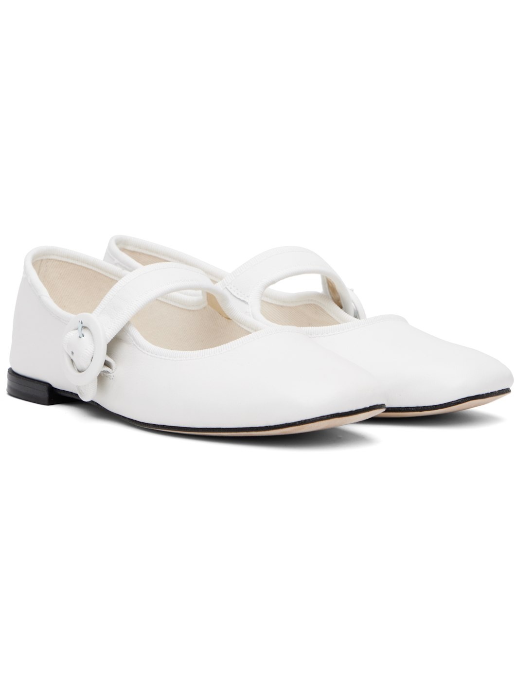 White Georgia Square-Toe Mary Jane Ballerina Flats - 4