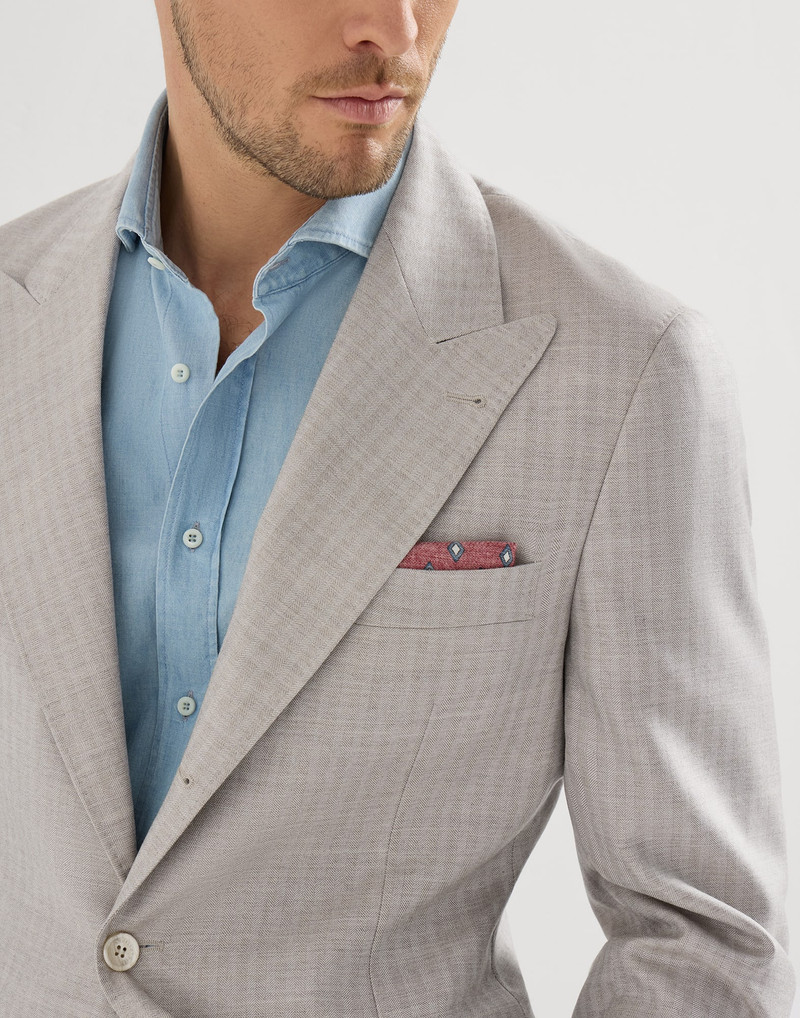 Cashmere and silk chevron deconstructed blazer with peak lapels 4