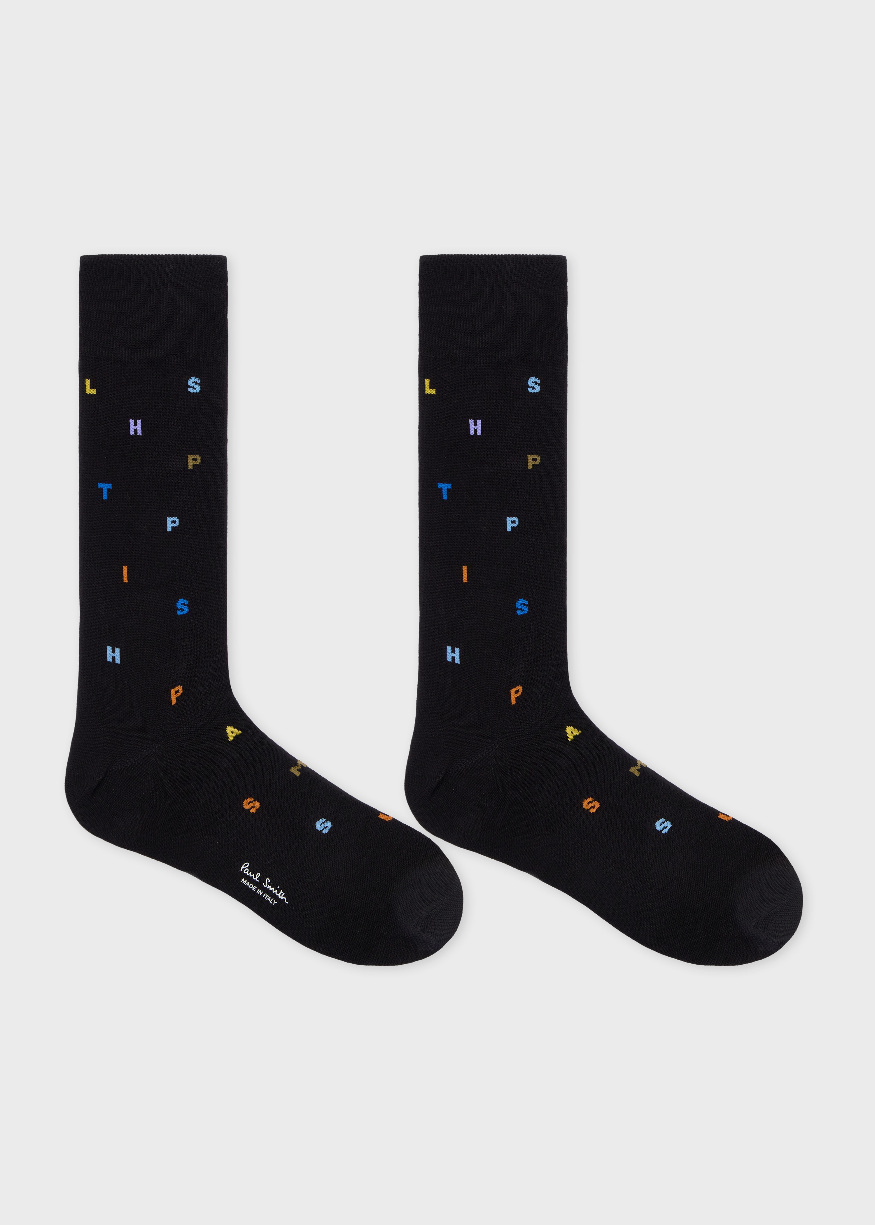 Black Logo Letter 'Stamp' Socks - 2