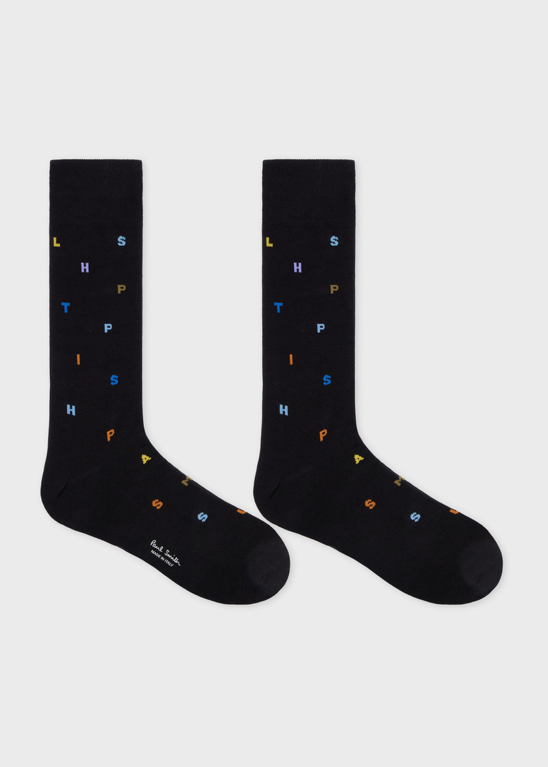 Paul Smith Black Logo Letter 'Stamp' Socks outlook
