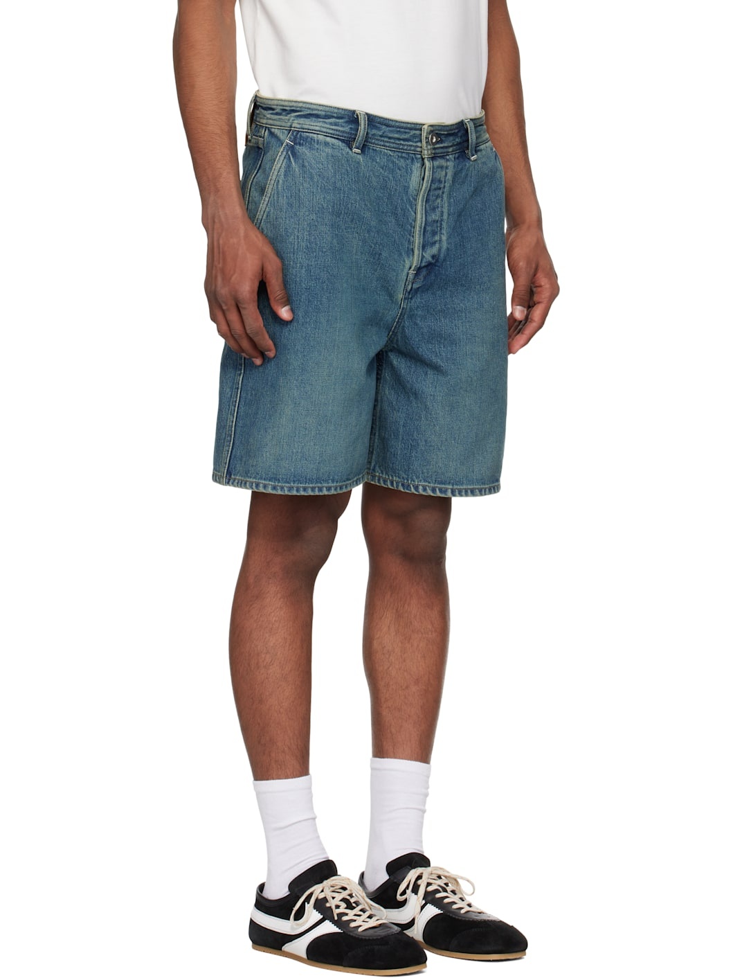 Blue Faded Denim Shorts - 2