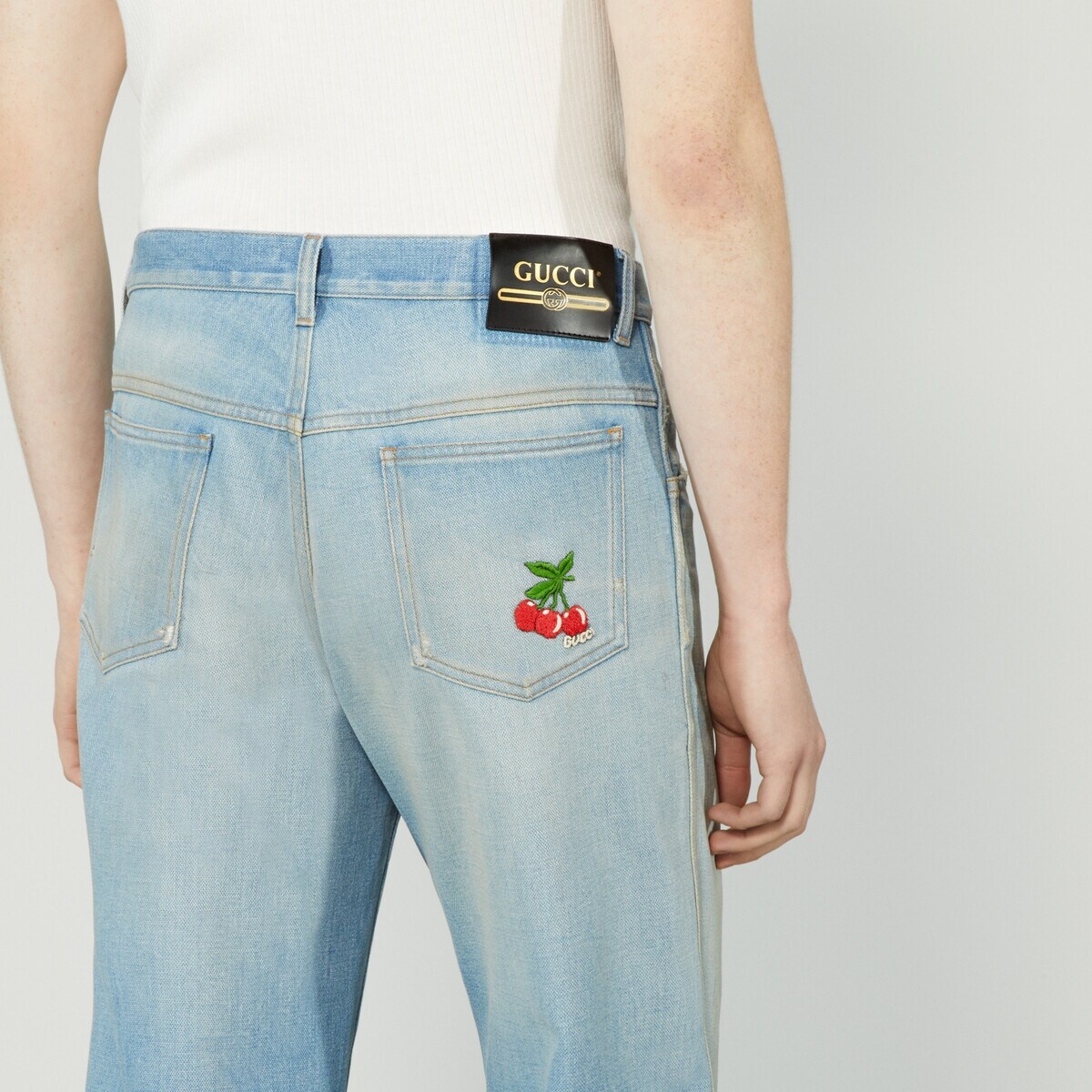 Gucci HA HA HA cherry denim pant - 3