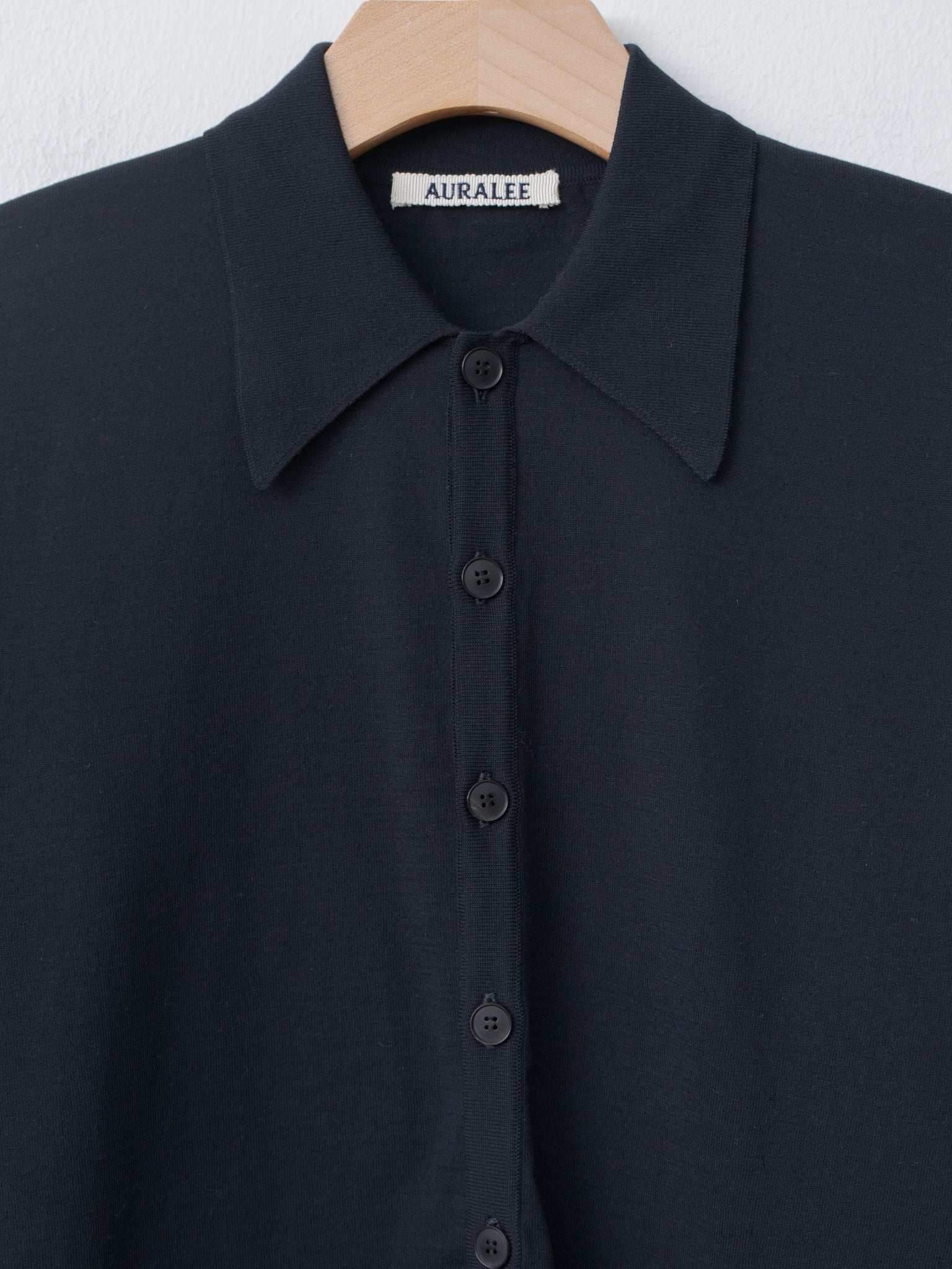 Super High Gauge Cotton Knit Shirt Cardigan - Dark Navy - 5