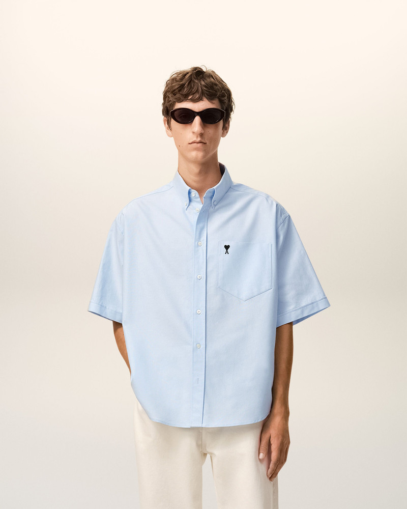 AMI Paris BLUE COTTON BOXY EMBROIDERED AMI DE COEUR outlook