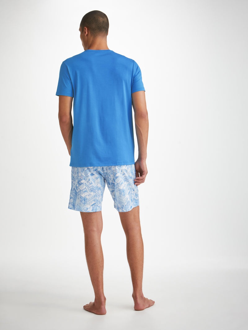 Men's V-Neck T-Shirt Basel Micro Modal Stretch Azure Blue - 4