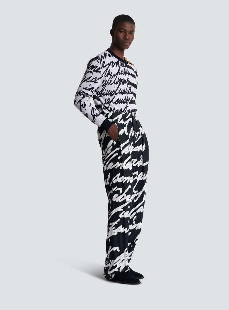 Pleated trousers with "Love Letter" print 3