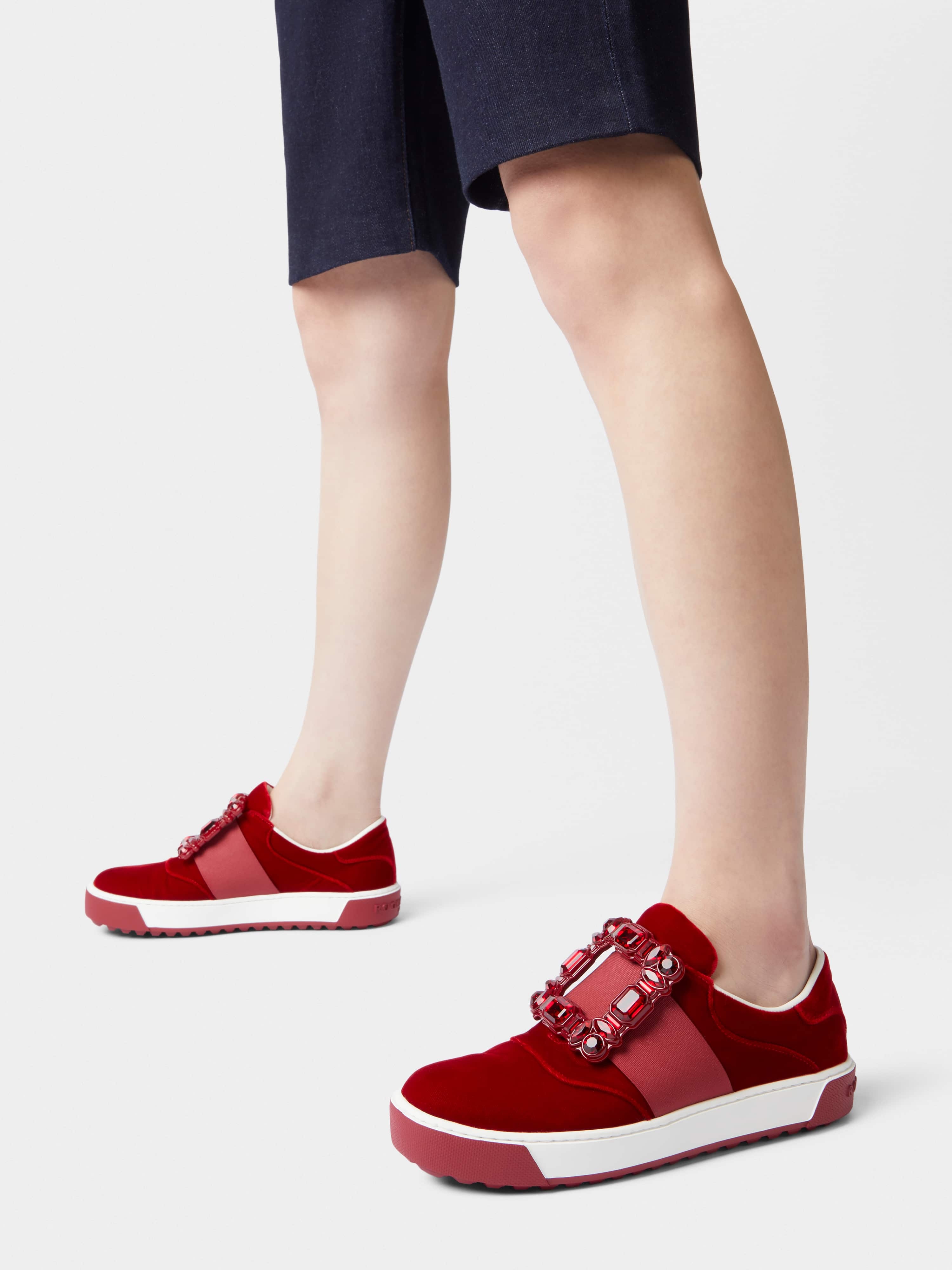 Very Vivier Strass Buckle Sneakers in Velvet - 2