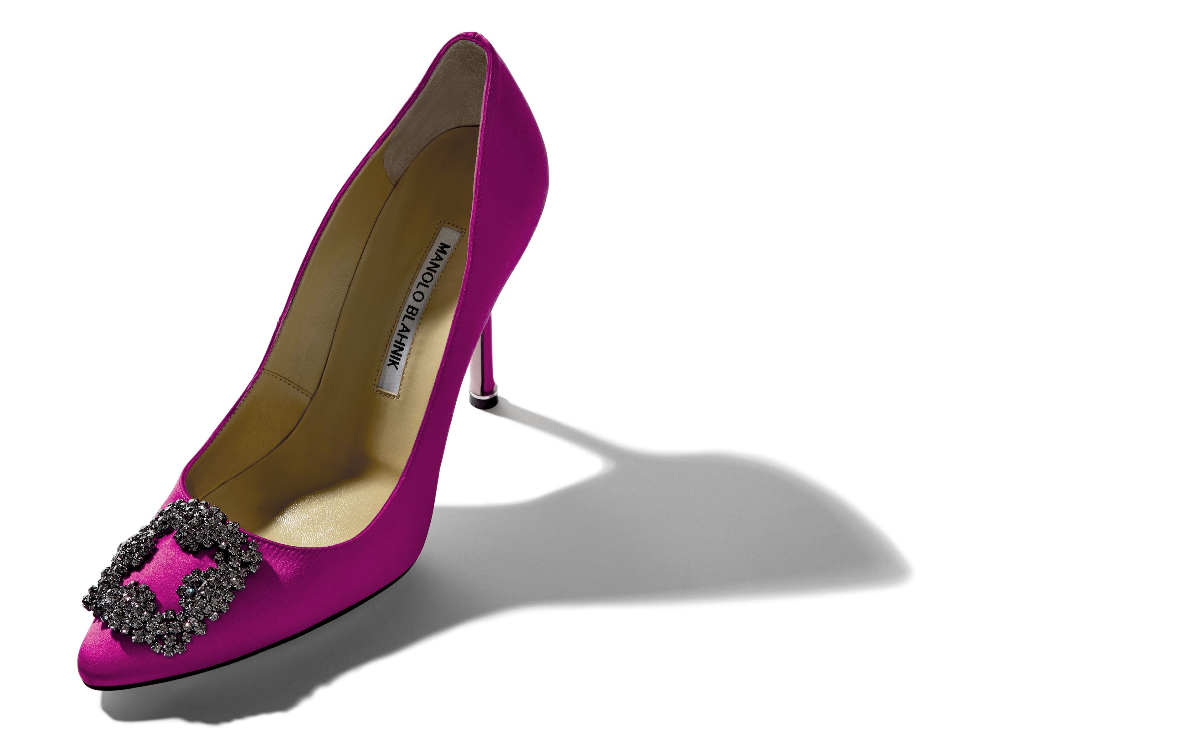 Dark Fuchsia Satin Jewel Buckle Pumps - 2