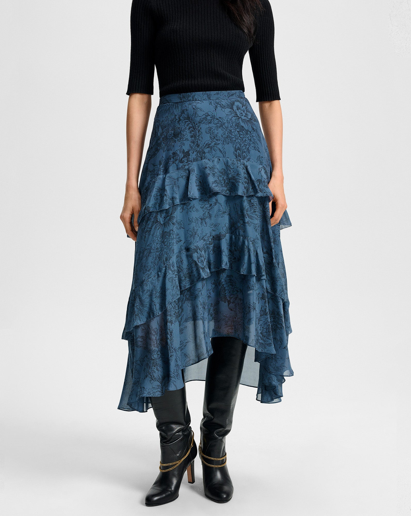 GRAEME SILK MIDI SKIRT - 3