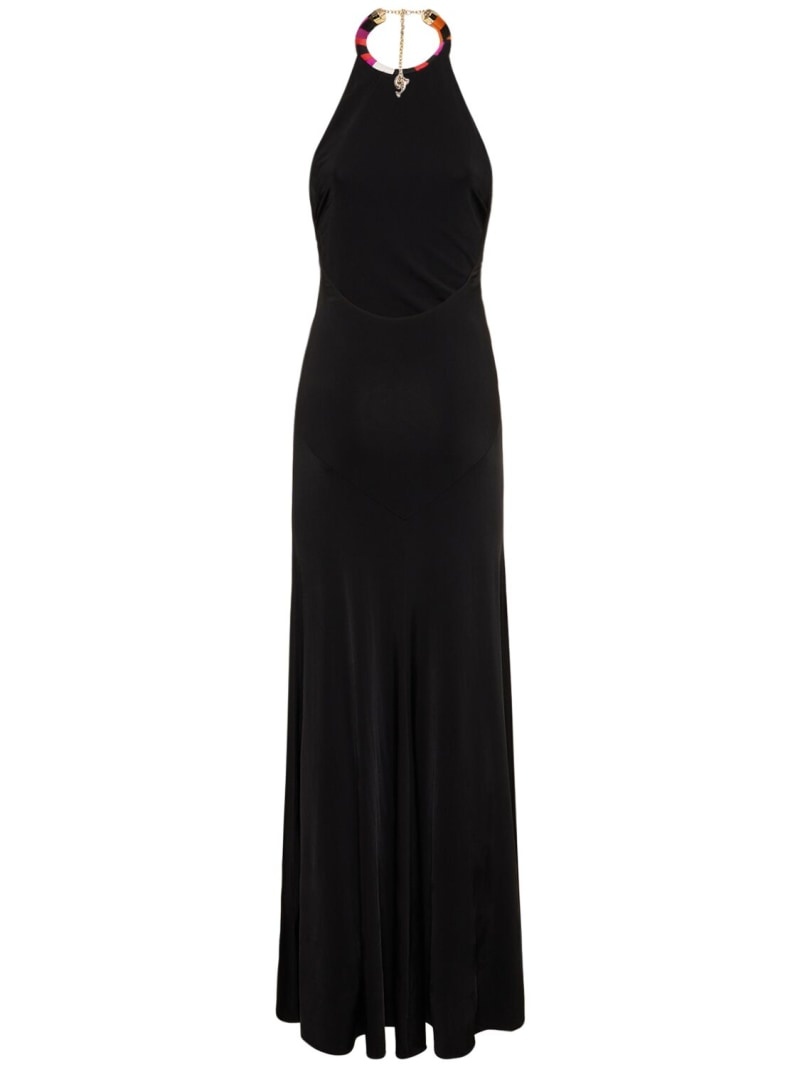 Long jersey halter long dress - 5