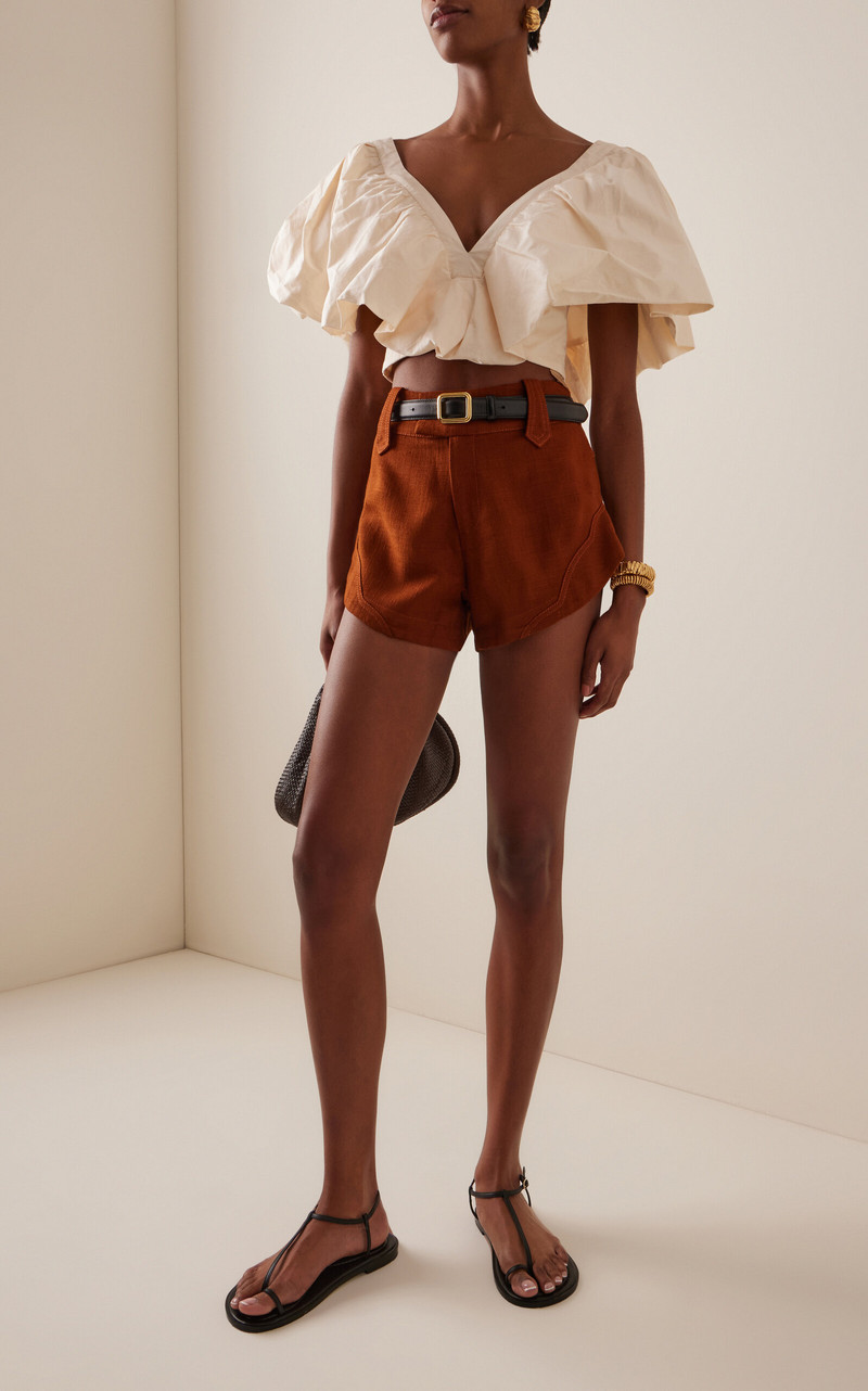 Johanna Ortiz Veo La Luz Ruffled Cotton Poplin Top off-white outlook