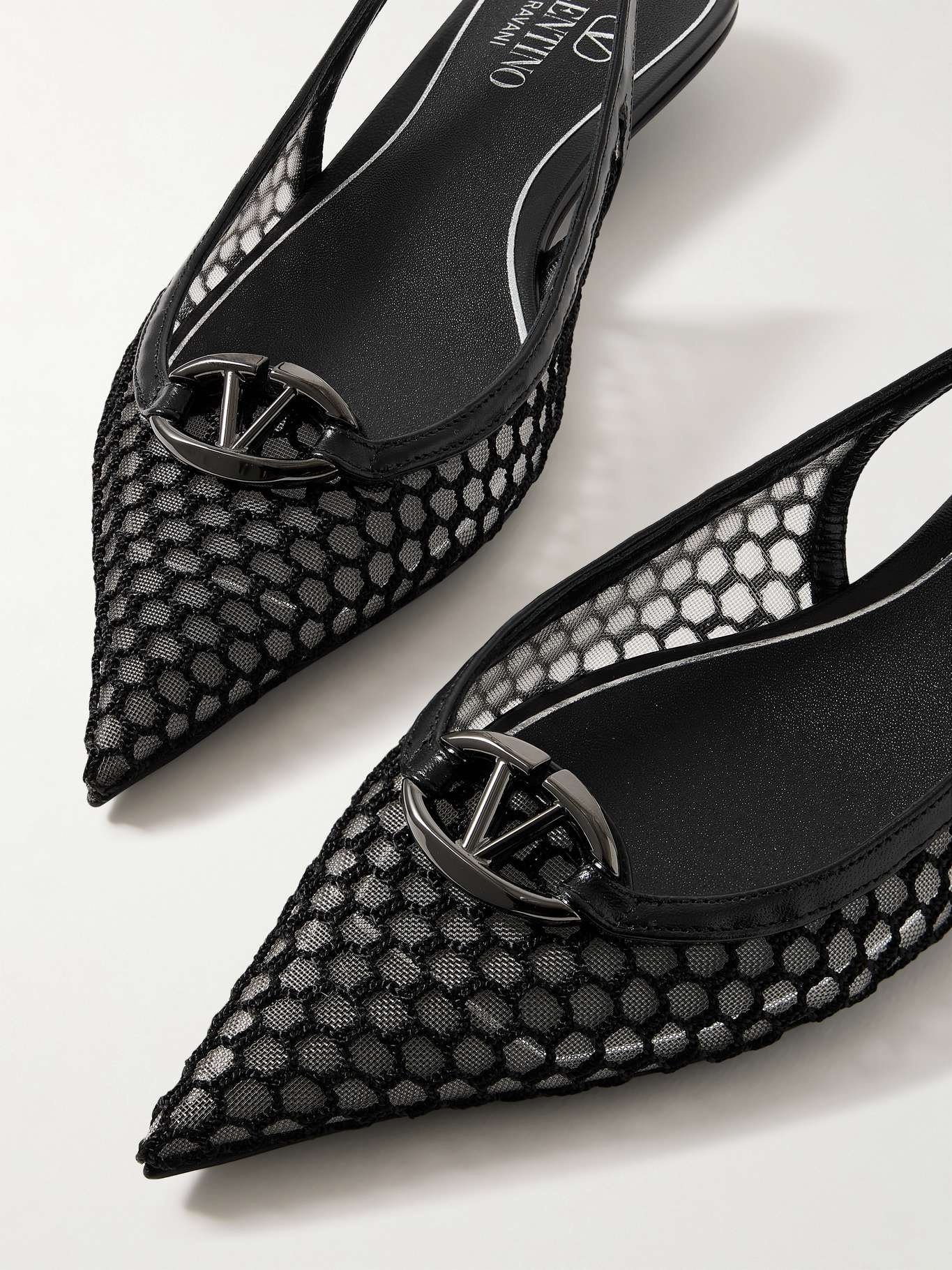 VLOGO Moon 20 embellished leather-trimmed fishnet and mesh slingback pumps - 4