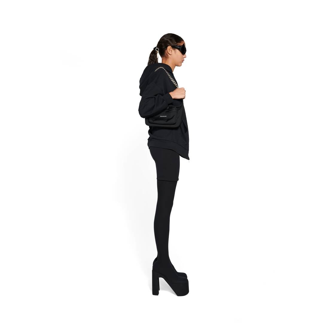 Outside Loop Zip-up Hoodie Small Fit in Black Faded - 3